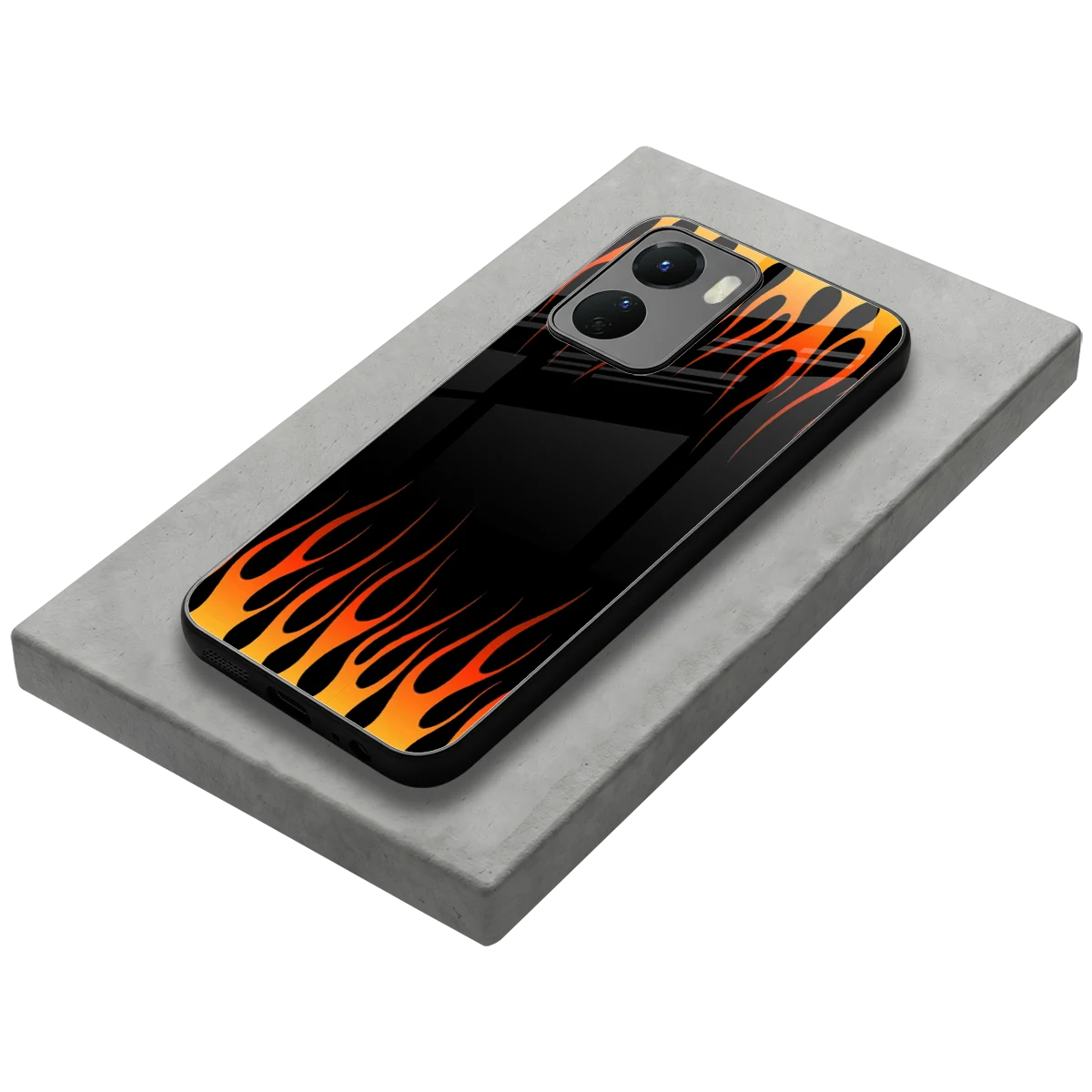 Flames Hot Red stylish phone case for vivo y16 | glossy glass and slim fit