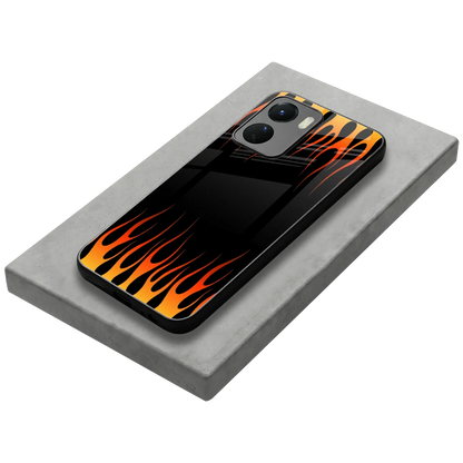 Flames Hot Red stylish phone case for vivo y16 | glossy glass and slim fit