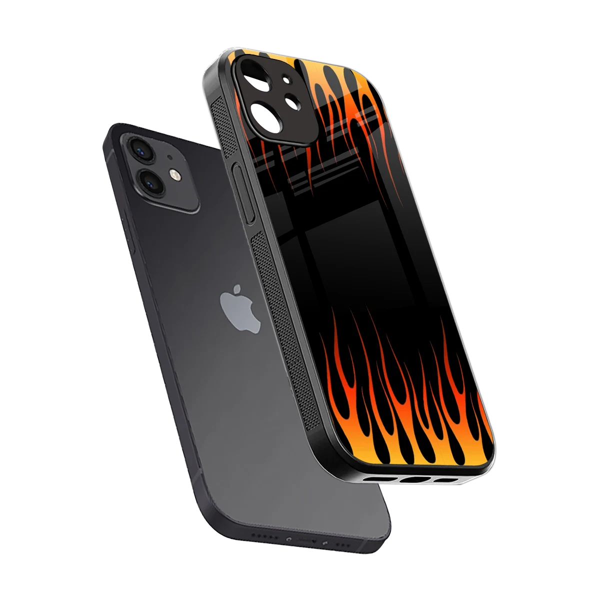 Flames Hot Red sleek iphone 11 cover with tempered glass back and TPU edges