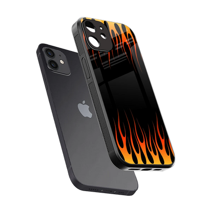 Flames Hot Red sleek iphone 11 cover with tempered glass back and TPU edges
