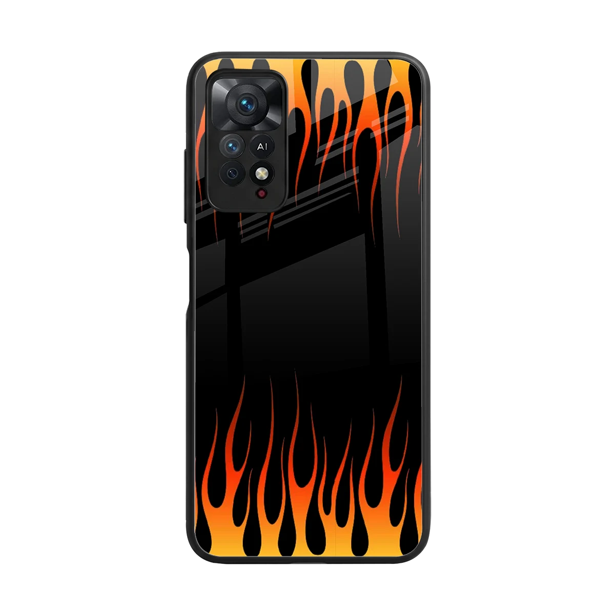 Flames Hot Red back phone cover | glass case for redmi note 11 pro