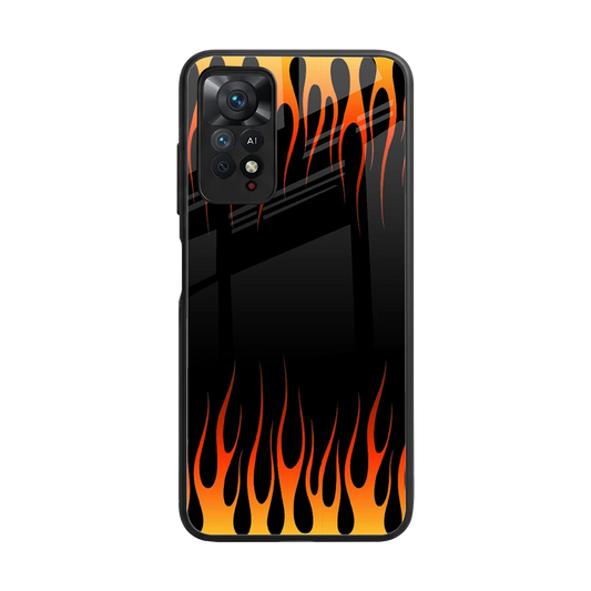 Flames Hot Red back phone cover | glass case for redmi note 11 pro