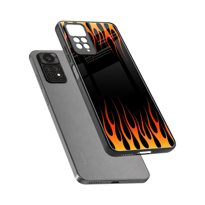 Flames Hot Red sleek redmi note 11 pro cover with tempered glass back and TPU edges
