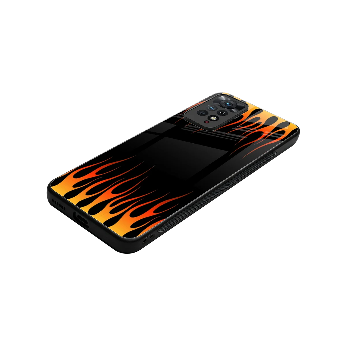 Flames Hot Red stylish phone case for redmi note 11 pro | glossy glass and slim fit