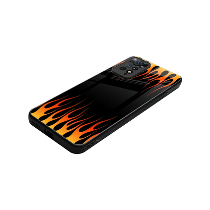 Flames Hot Red stylish phone case for redmi note 11 pro | glossy glass and slim fit