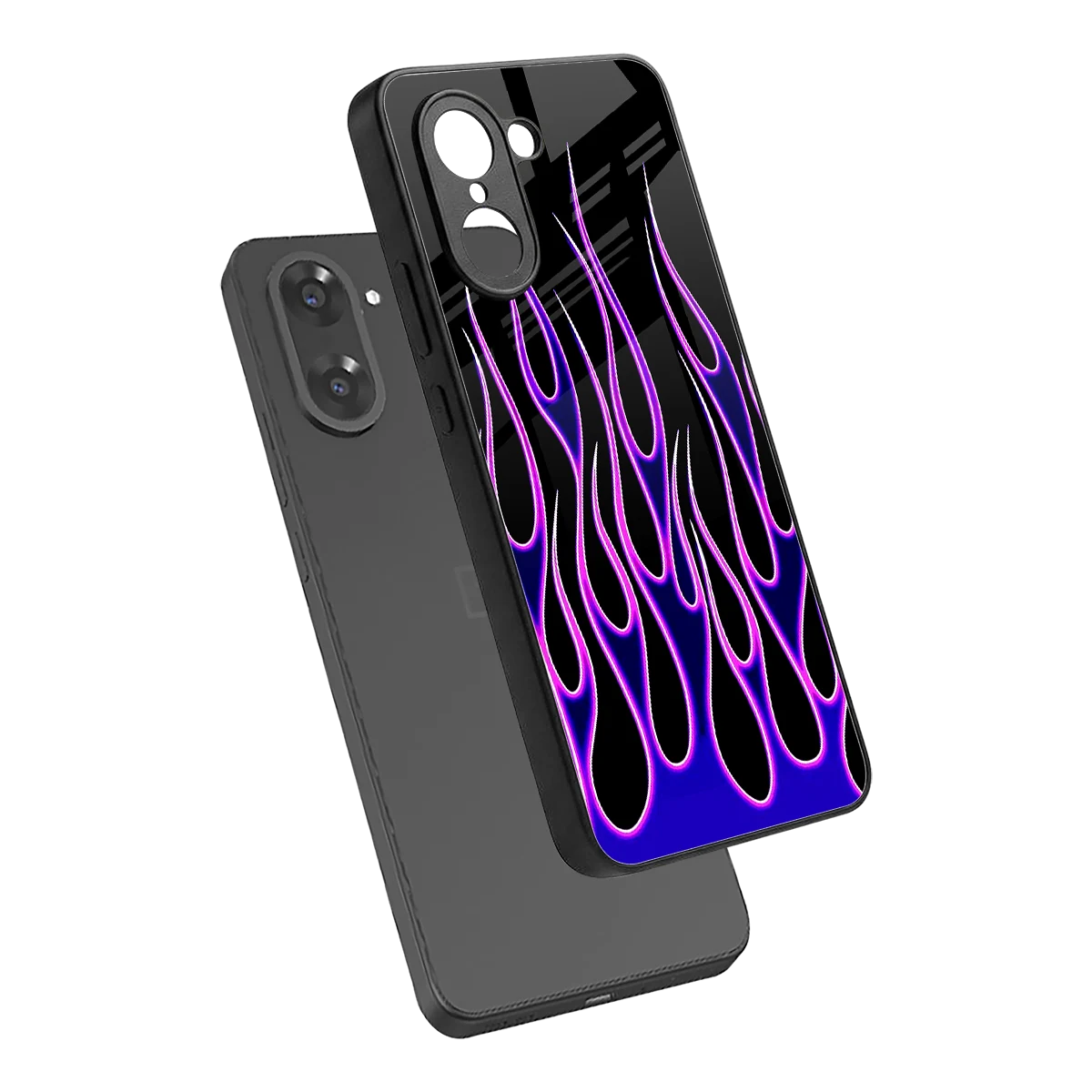 Flames Purple Inferno sleek oneplus nord ce5 5g cover with tempered glass back and TPU edges