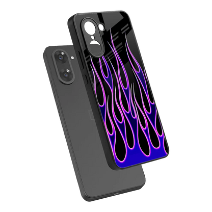 Flames Purple Inferno sleek oneplus nord ce5 5g cover with tempered glass back and TPU edges