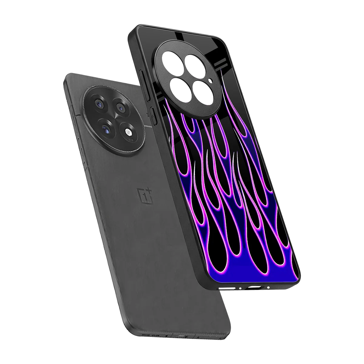 Flames Purple Inferno sleek oneplus 13 cover with tempered glass back and TPU edges