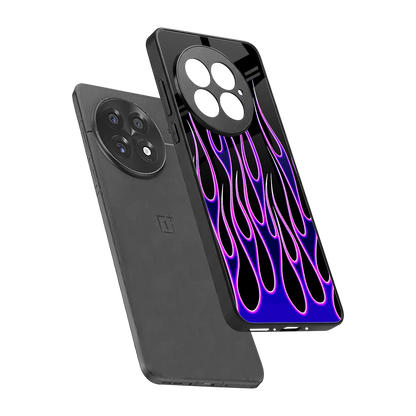 Flames Purple Inferno sleek oneplus 13 cover with tempered glass back and TPU edges