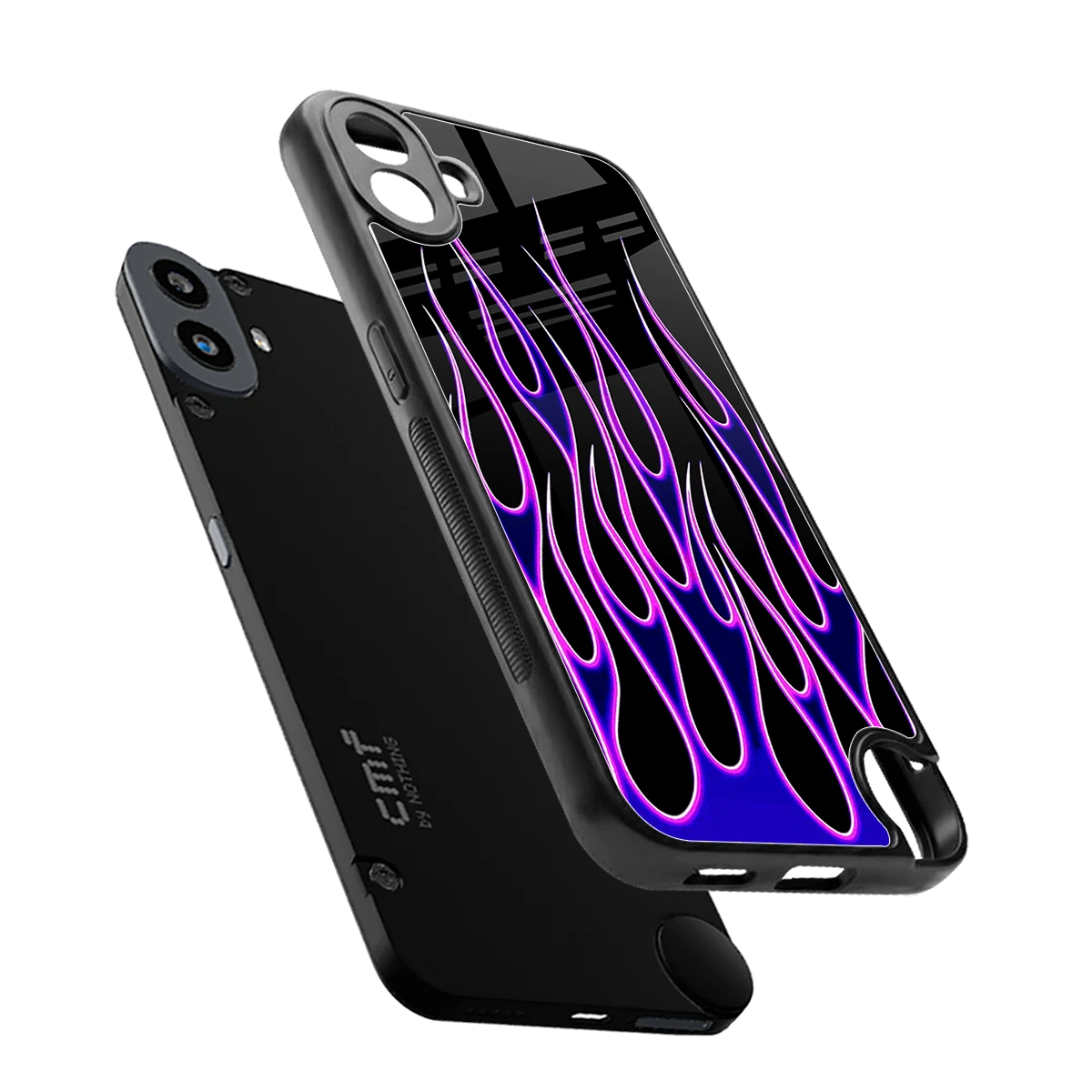 Flames Purple Inferno sleek cmf nothing phone 1 cover with tempered glass back and TPU edges
