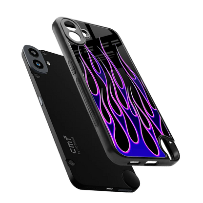 Flames Purple Inferno sleek cmf nothing phone 1 cover with tempered glass back and TPU edges