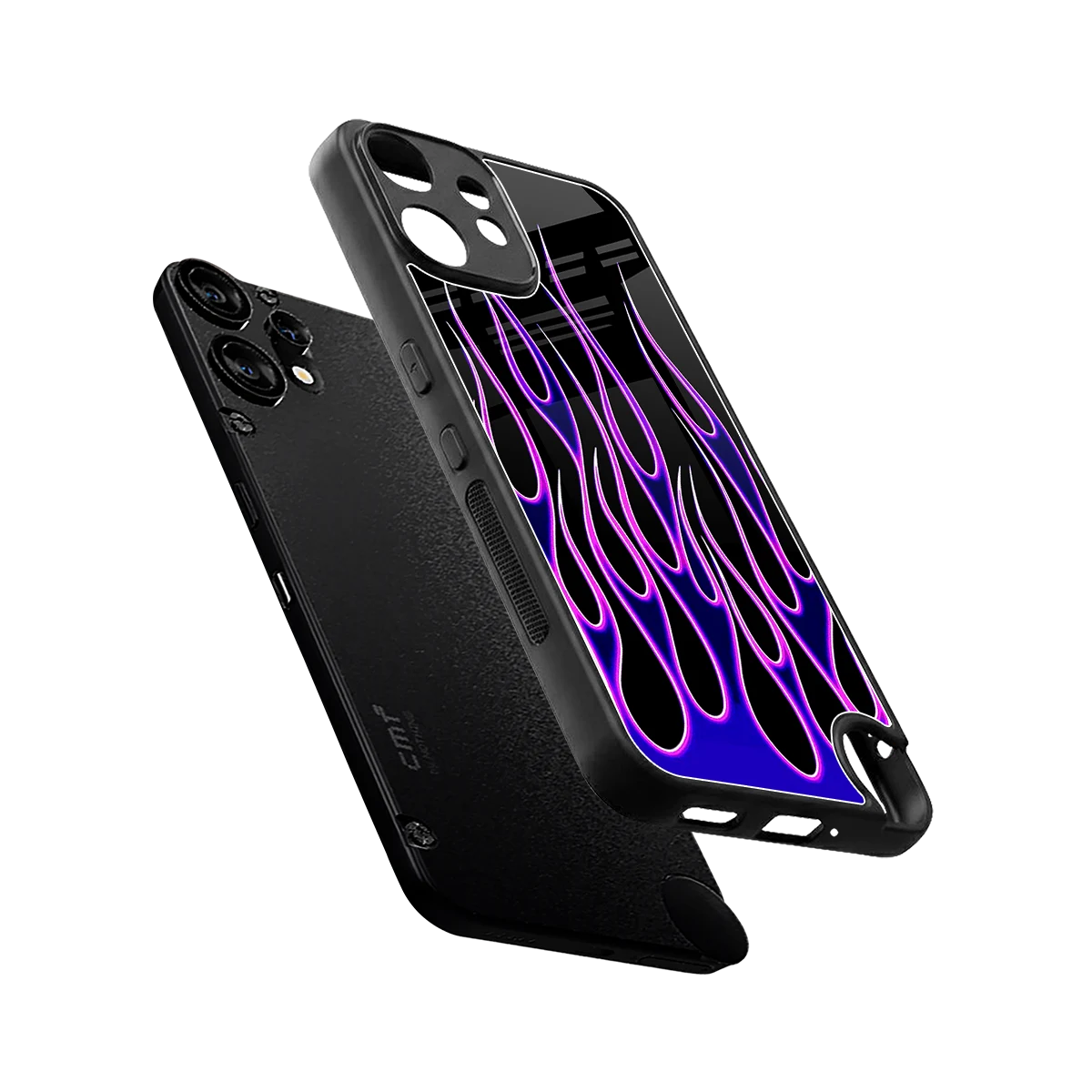 Flames Purple Inferno sleek cmf nothing phone 2 pro cover with tempered glass back and TPU edges