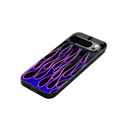 Flames Purple Inferno stylish phone case for google pixel 10 pro xl | glossy glass and slim fit