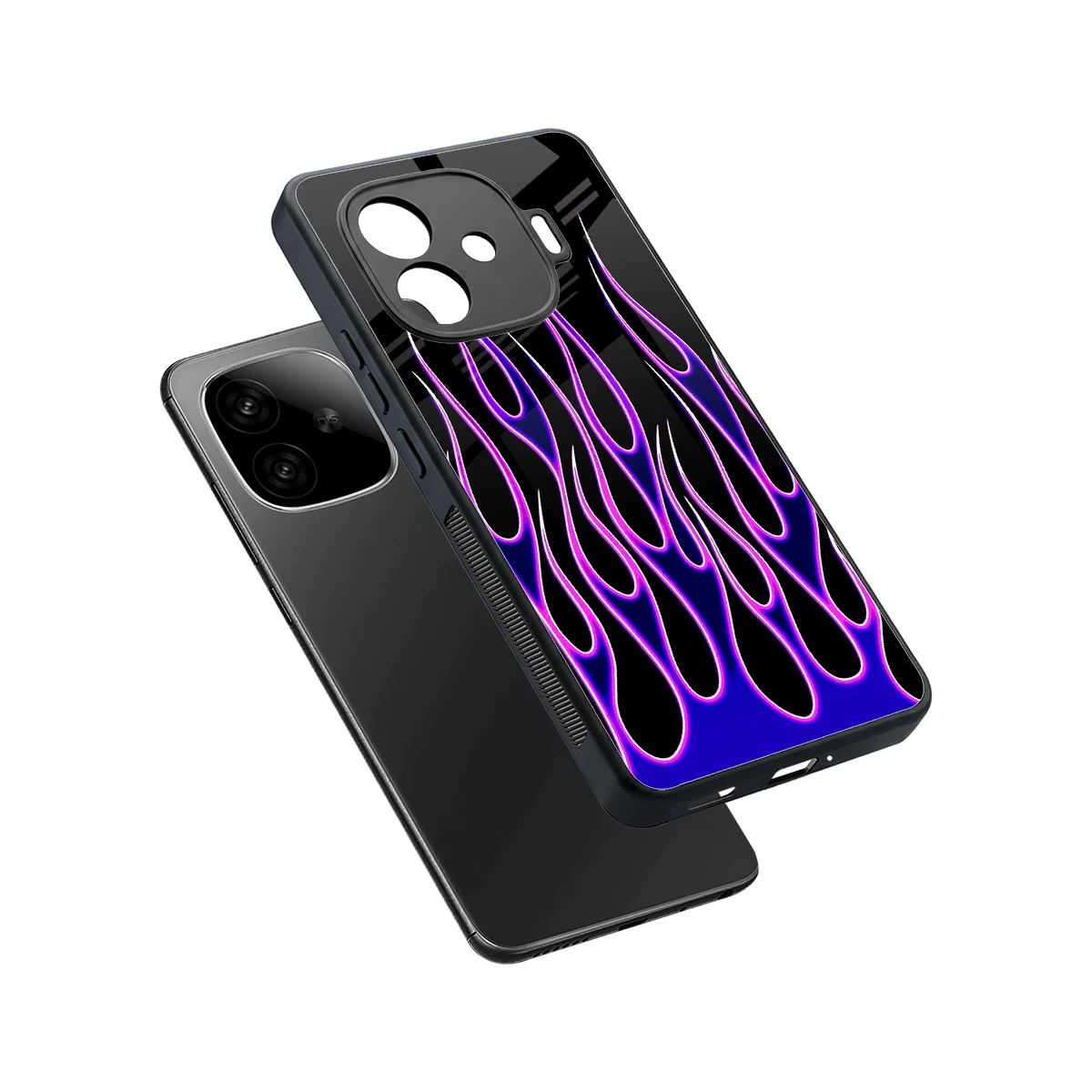 Flames Purple Inferno sleek iqoo neo 10r 5g cover with tempered glass back and TPU edges