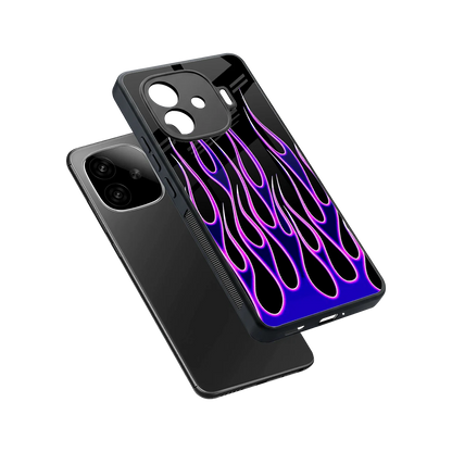Flames Purple Inferno sleek iqoo neo 10r 5g cover with tempered glass back and TPU edges