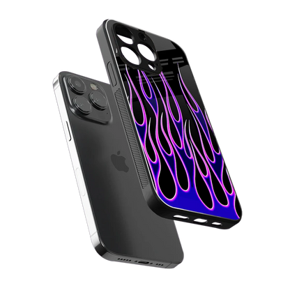 Flames Purple Inferno sleek iphone 13 pro cover with tempered glass back and TPU edges