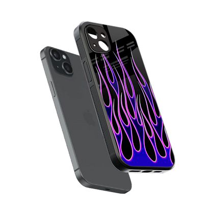Flames Purple Inferno sleek iphone 14 plus cover with tempered glass back and TPU edges