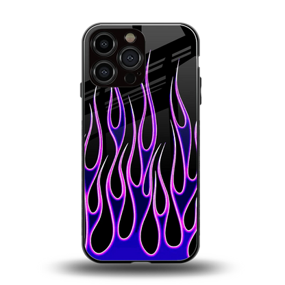 Flames Purple Inferno back phone cover | glass case for iphone 15 pro max