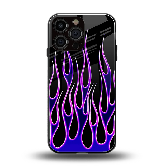 Flames Purple Inferno back phone cover | glass case for iphone 15 pro max