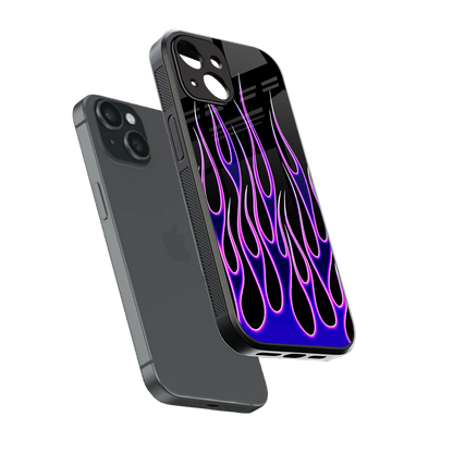 Flames Purple Inferno sleek iphone 15 cover with tempered glass back and TPU edges