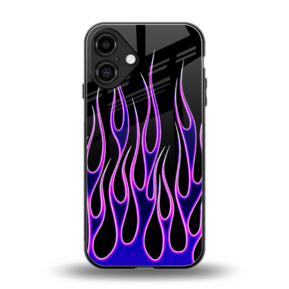 Flames Purple Inferno back phone cover | glass case for iphone 16 plus