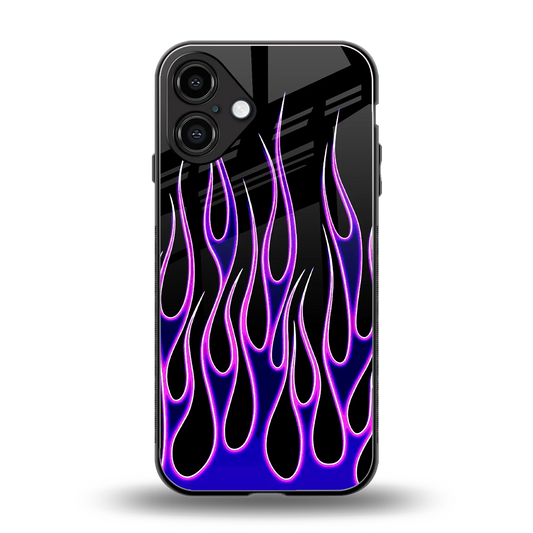 Flames Purple Inferno back phone cover | glass case for iphone 16 plus