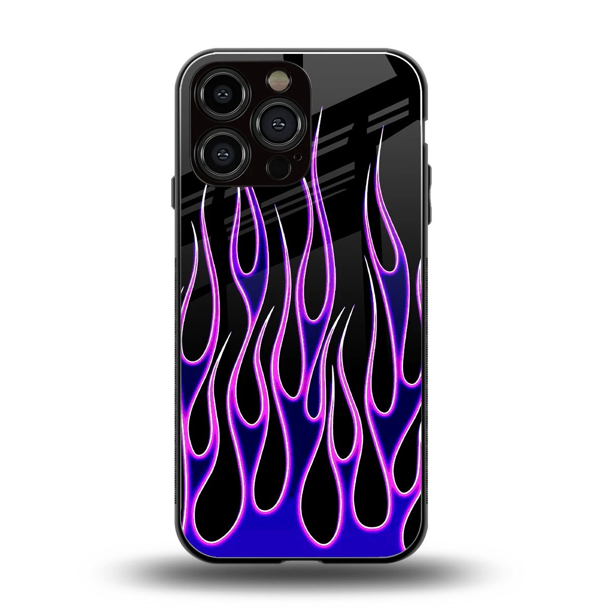 Flames Purple Inferno back phone cover | glass case for iphone 16 pro max
