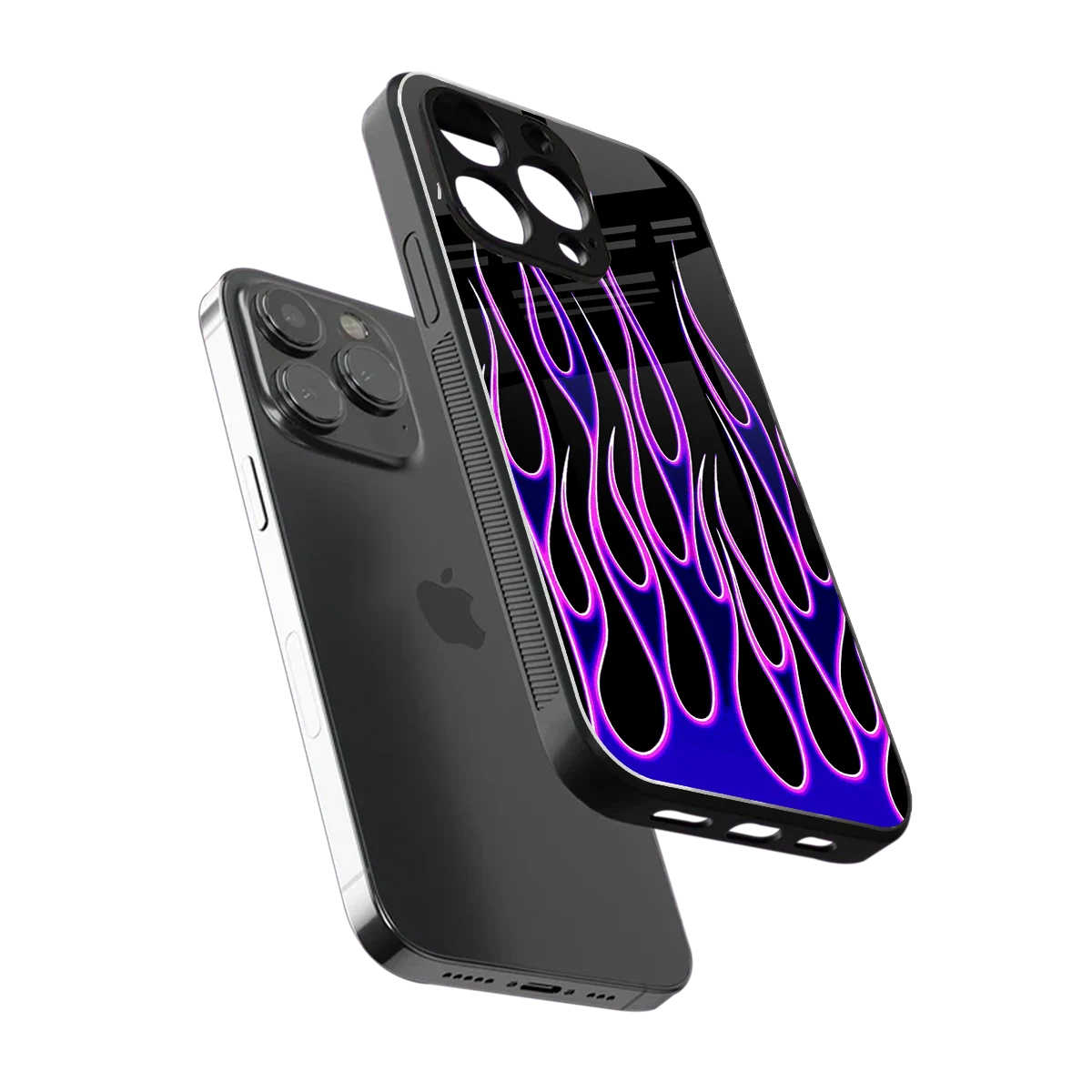 Flames Purple Inferno sleek iphone 16 pro max cover with tempered glass back and TPU edges