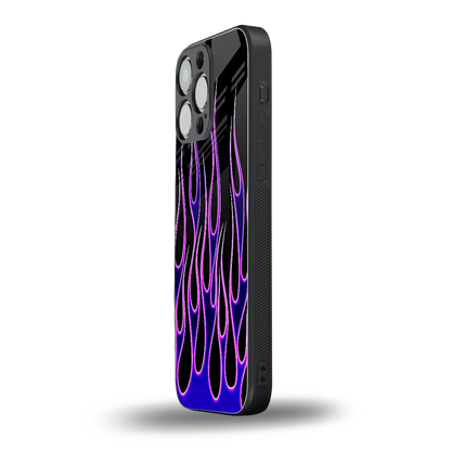 Flames Purple Inferno iphone 16 pro max mobile cover | shockproof glass phone case