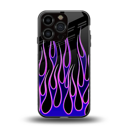 Flames Purple Inferno back phone cover | glass case for iphone 16 pro