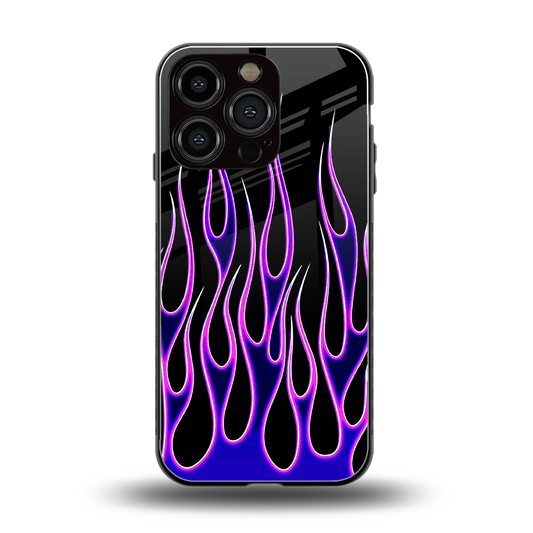 Flames Purple Inferno back phone cover | glass case for iphone 16 pro
