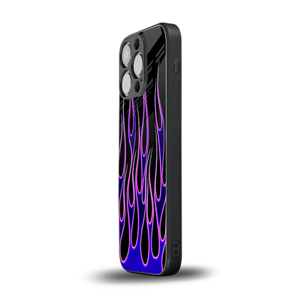 Flames Purple Inferno iphone 16 pro mobile cover | shockproof glass phone case