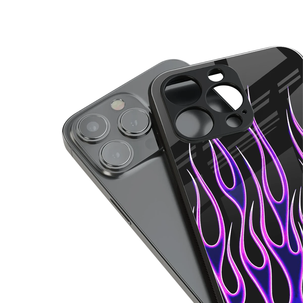 Flames Purple Inferno stylish phone case for iphone 13 pro | glossy glass and slim fit