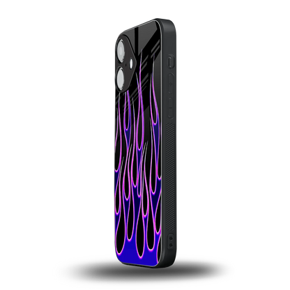 Flames Purple Inferno iPhone 16 mobile cover | shockproof glass phone case