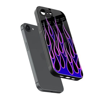 Flames Purple Inferno sleek iphone 16e cover with tempered glass back and TPU edges