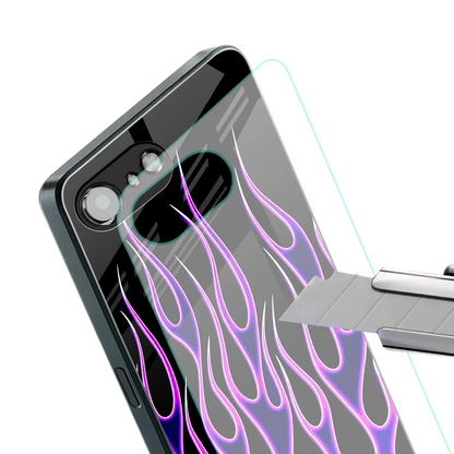 Flames Purple Inferno stylish phone case for iphone 16e | glossy glass and slim fit