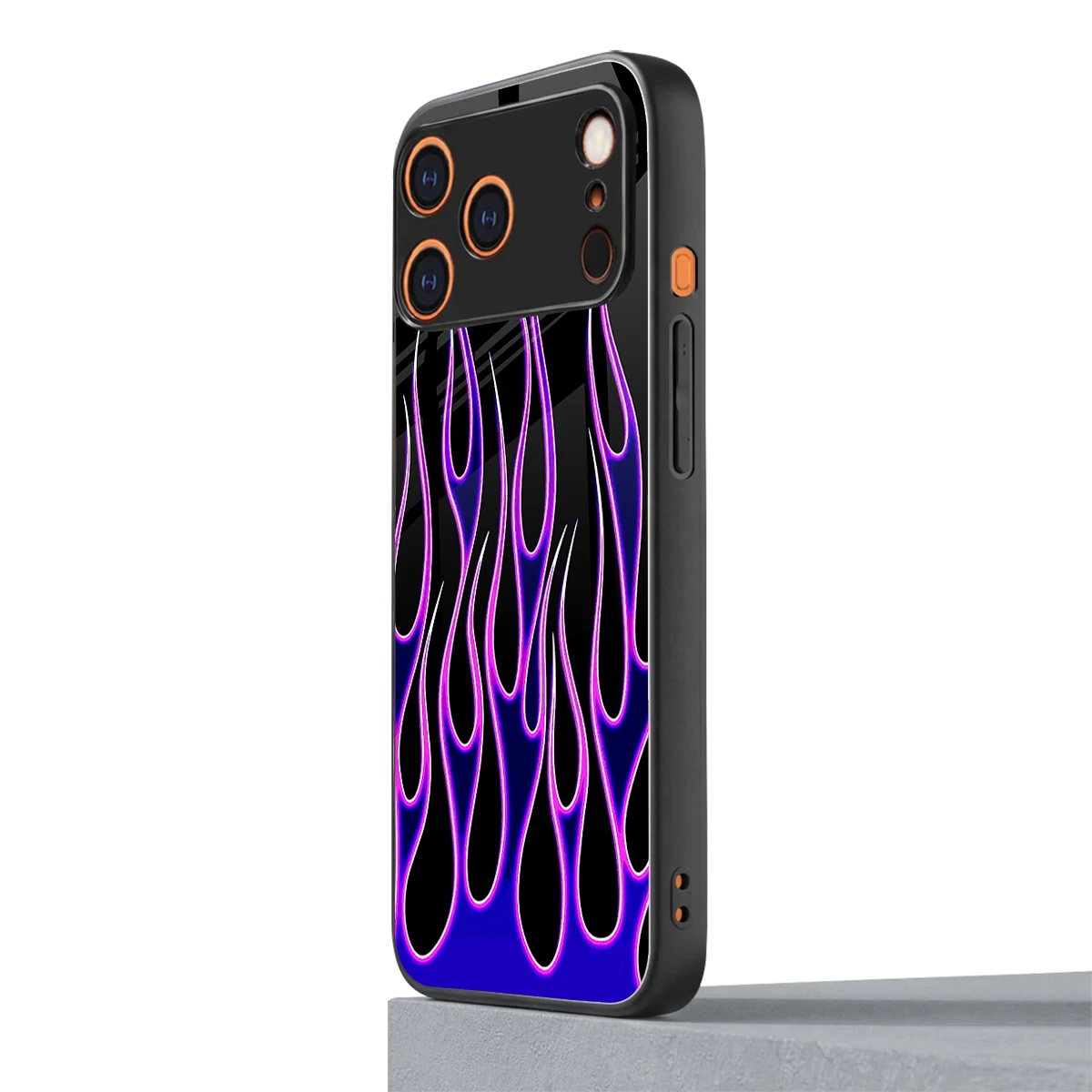 Flames Purple Inferno iphone 17 pro mobile cover | shockproof glass phone case