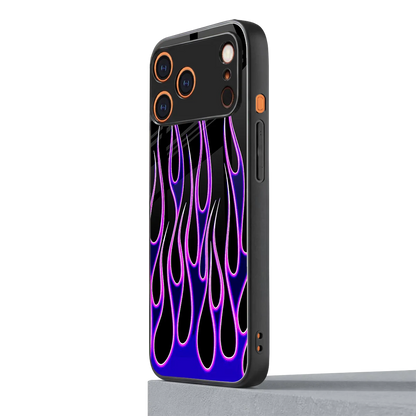 Flames Purple Inferno iphone 17 pro mobile cover | shockproof glass phone case