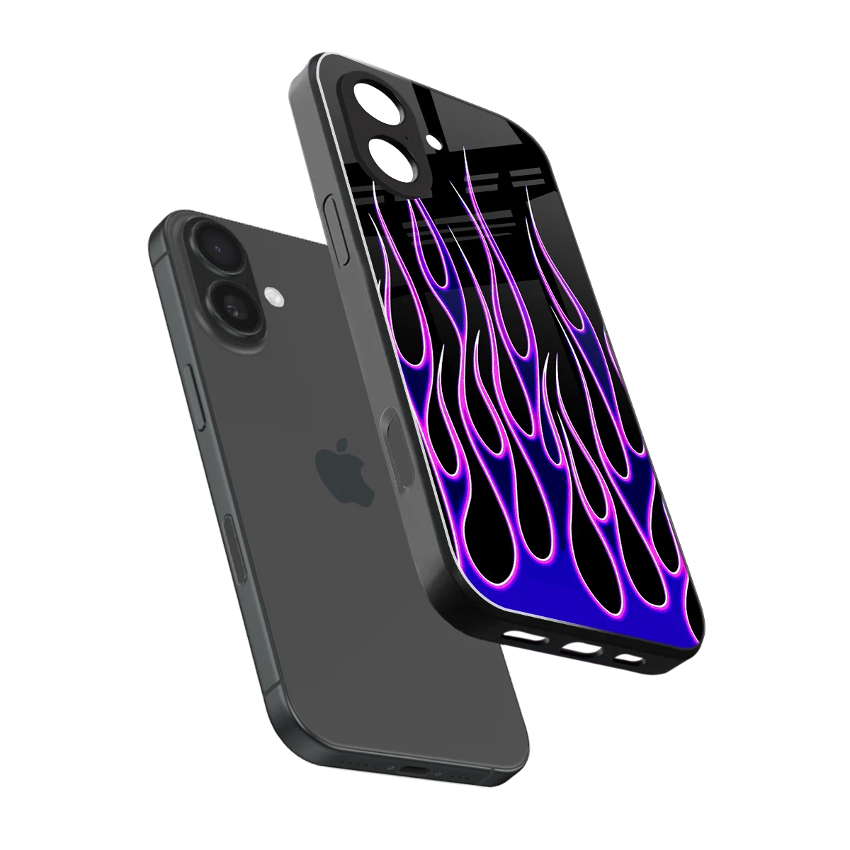 Flames Purple Inferno sleek iphone 17 cover with tempered glass back and TPU edges