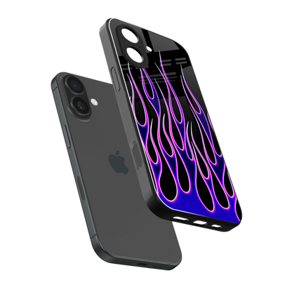 Flames Purple Inferno sleek iphone 17 cover with tempered glass back and TPU edges