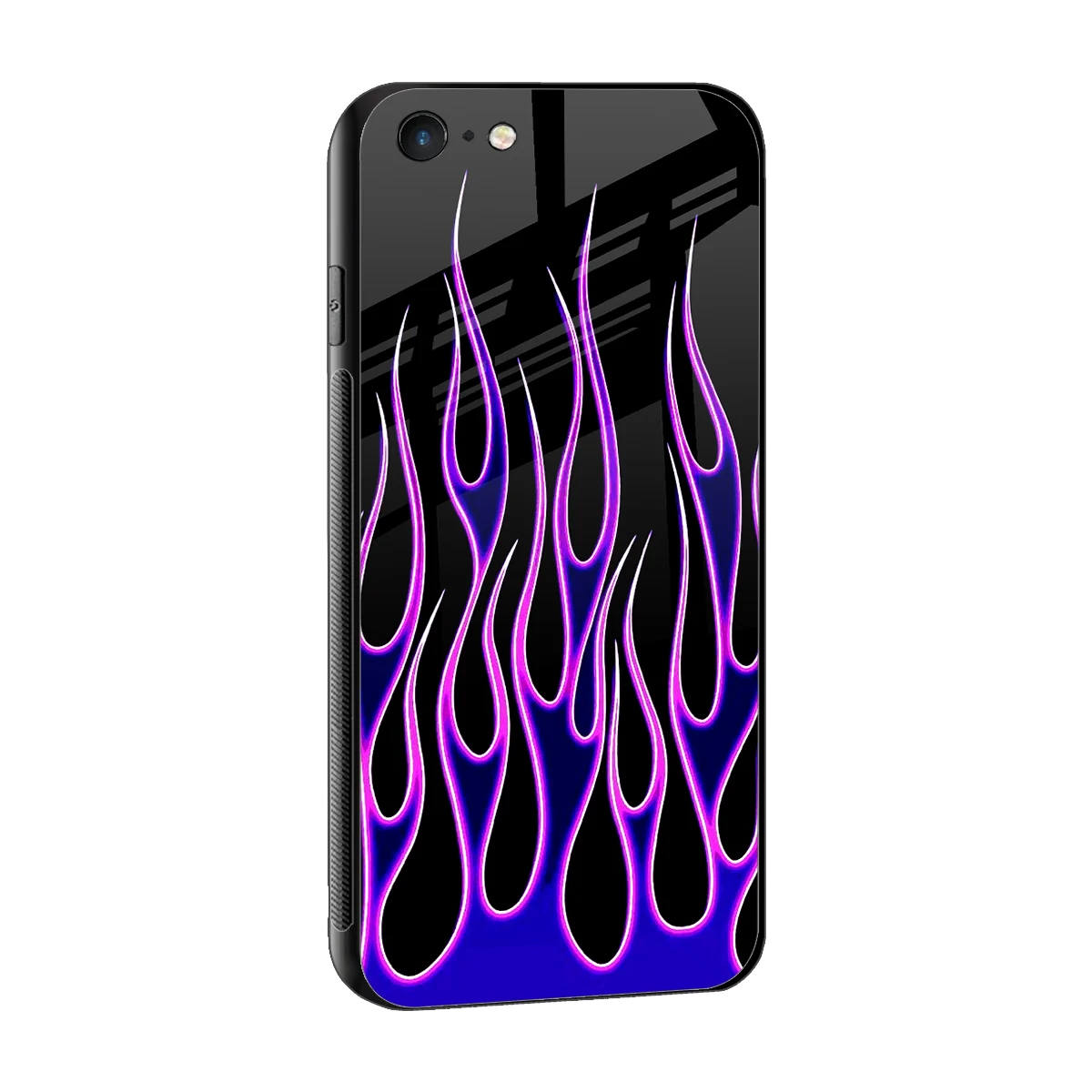 Flames Purple Inferno sleek iphone 6s plus cover with tempered glass back and TPU edges