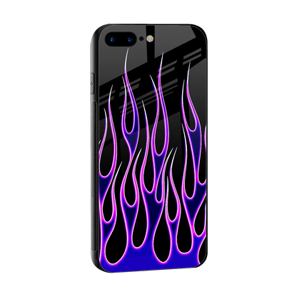Flames Purple Inferno sleek iphone 7 plus cover with tempered glass back and TPU edges