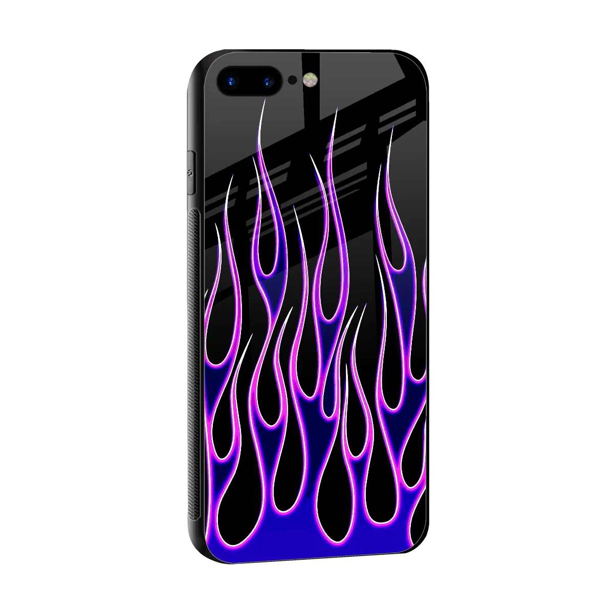Flames Purple Inferno sleek iphone 8 plus cover with tempered glass back and TPU edges