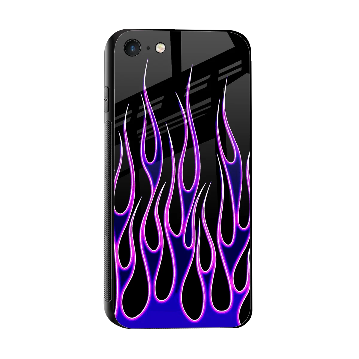 Flames Purple Inferno sleek iphone 7 cover with tempered glass back and TPU edges