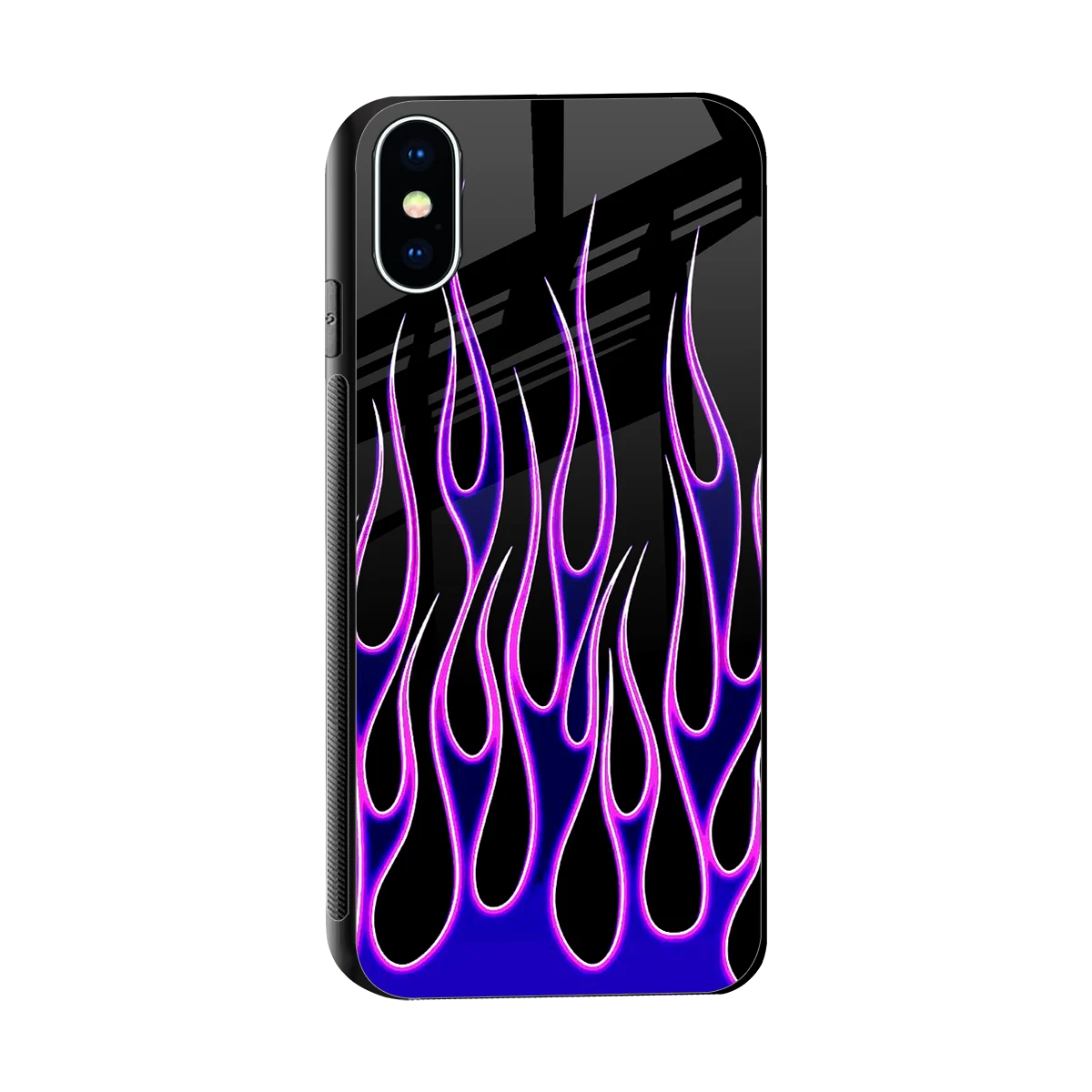Flames Purple Inferno sleek iphone x cover with tempered glass back and TPU edges