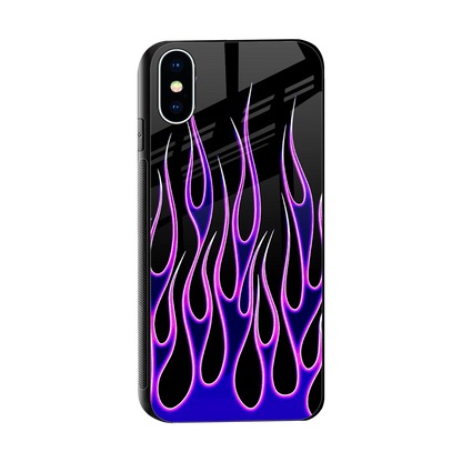 Flames Purple Inferno sleek iphone x cover with tempered glass back and TPU edges