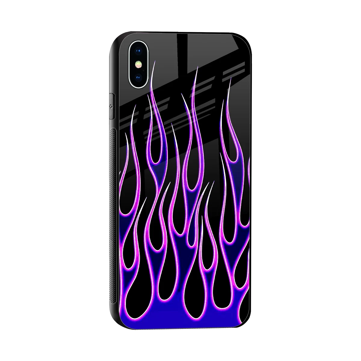 Flames Purple Inferno sleek iphone xs max cover with tempered glass back and TPU edges