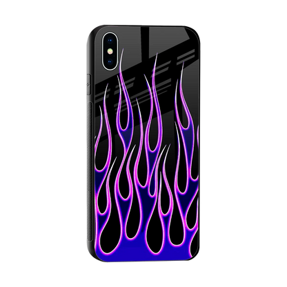 Flames Purple Inferno sleek iphone xs max cover with tempered glass back and TPU edges
