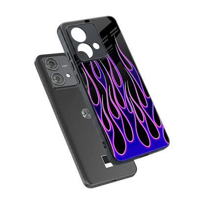 Flames Purple Inferno sleek motorola edge 40 neo 5g cover with tempered glass back and TPU edges
