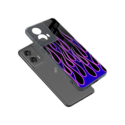 Flames Purple Inferno sleek motorola edge 50 fusion cover with tempered glass back and TPU edges